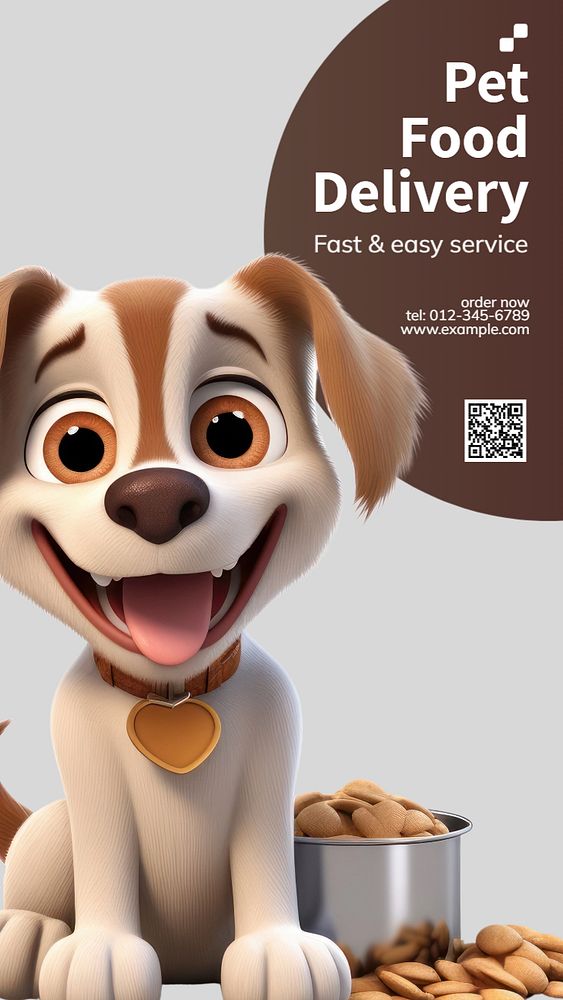 Pet food delivery Instagram story template, editable text