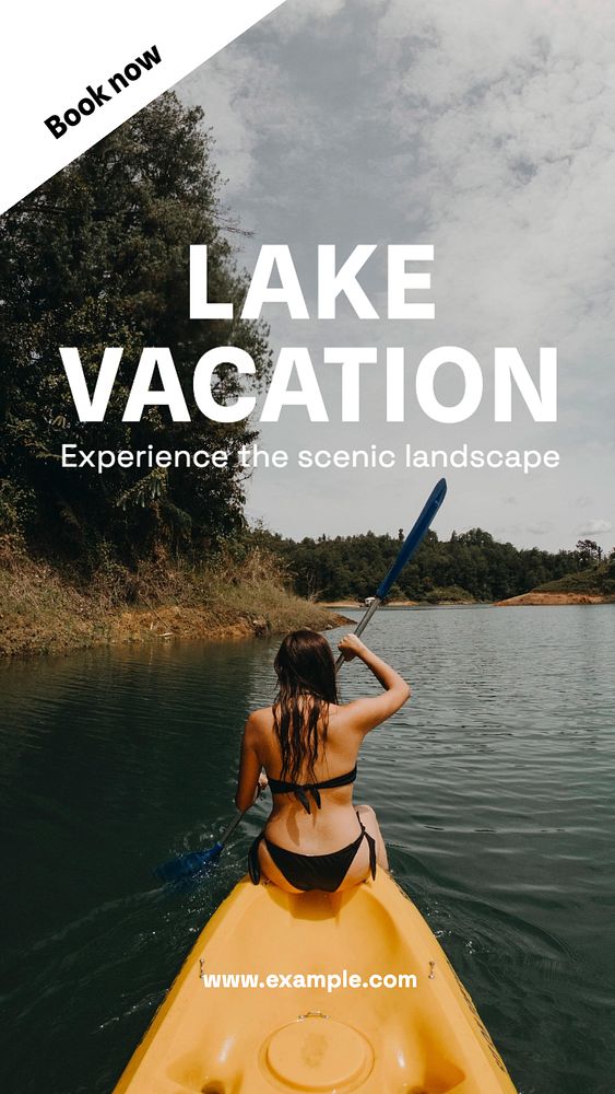 Lake vacation  Instagram story template, editable text