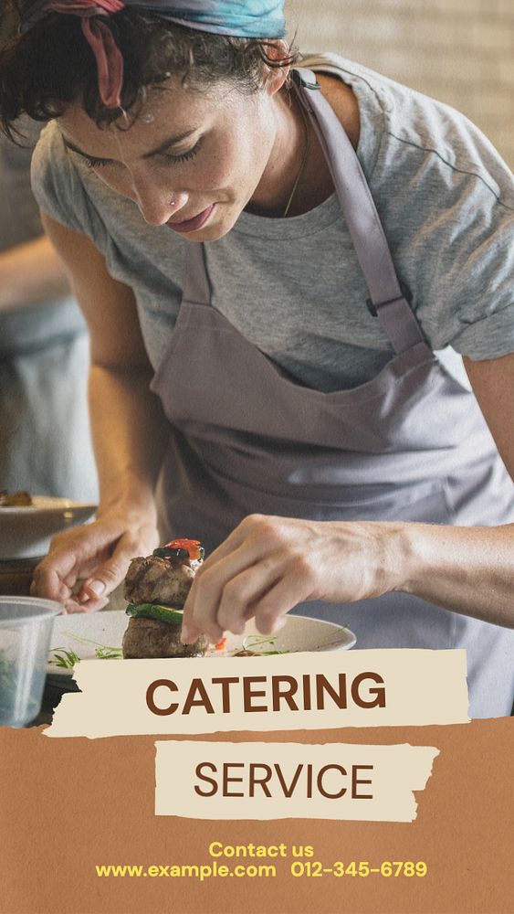 Catering service Instagram story template, editable text