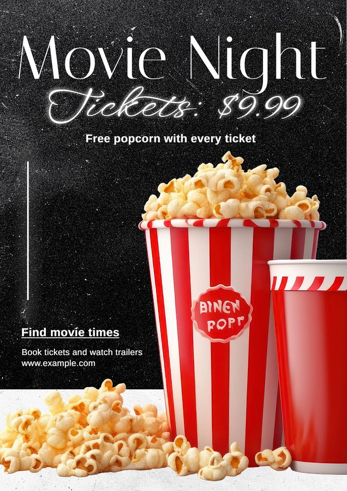 Movie night poster template, editable text and design