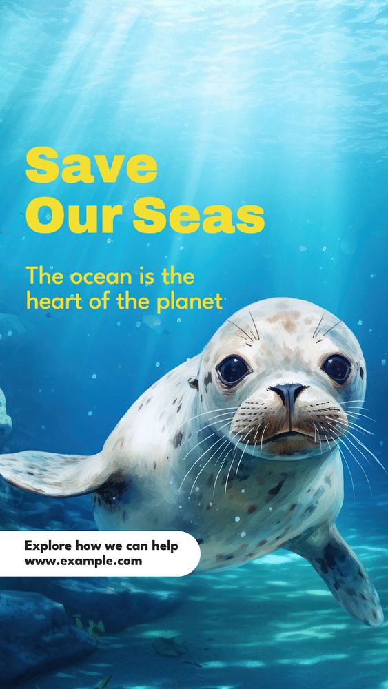 save our seas  Instagram story template, editable text