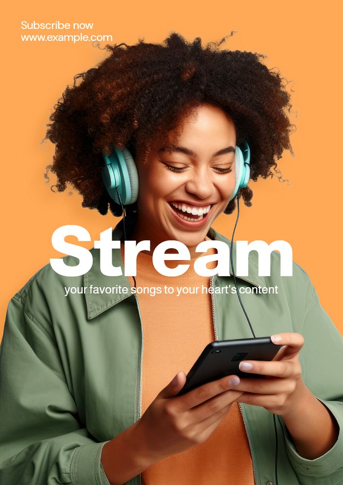 Stream music poster template, editable text and design