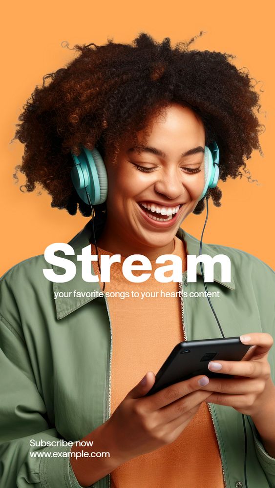 Stream music Instagram story template, editable text