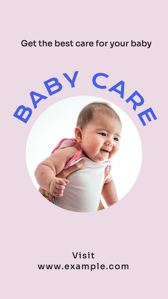 Baby care Instagram story template, editable text