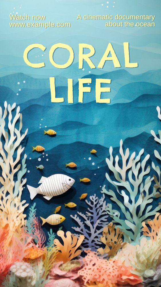 Coral life  Instagram story template, editable text