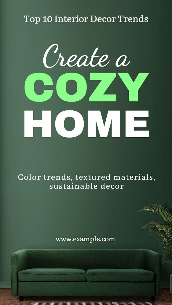 Cozy home  Instagram story template, editable text