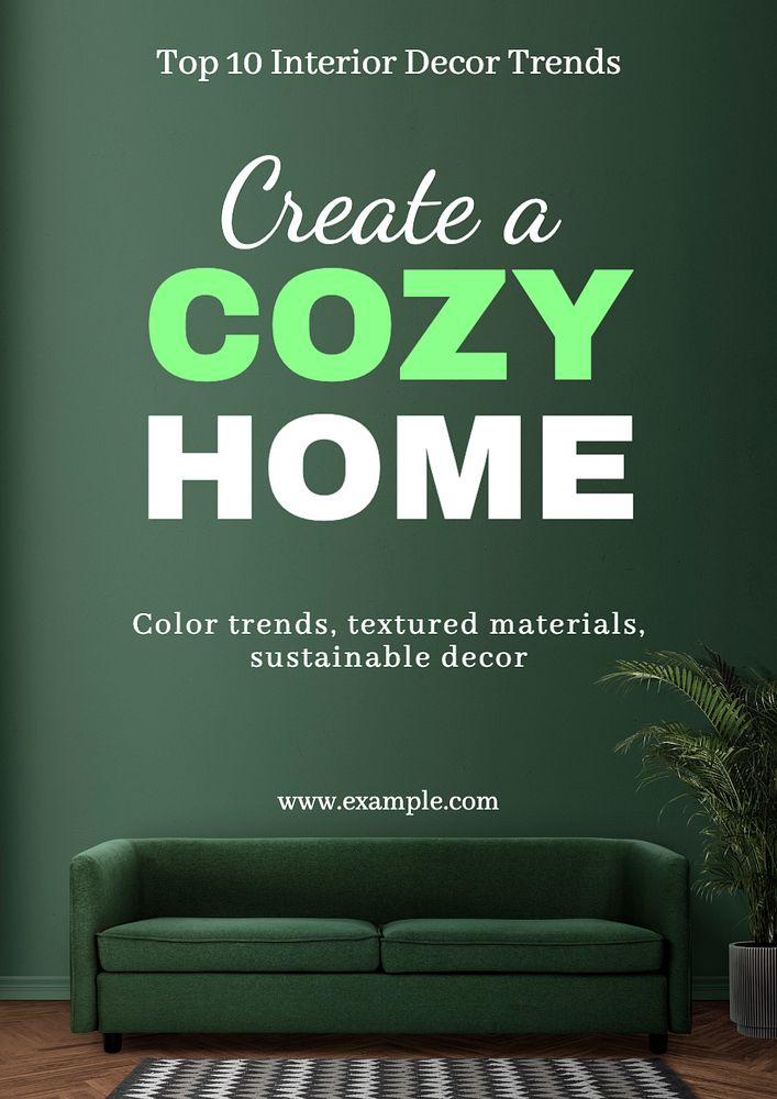 Cozy home  poster template, editable text and design