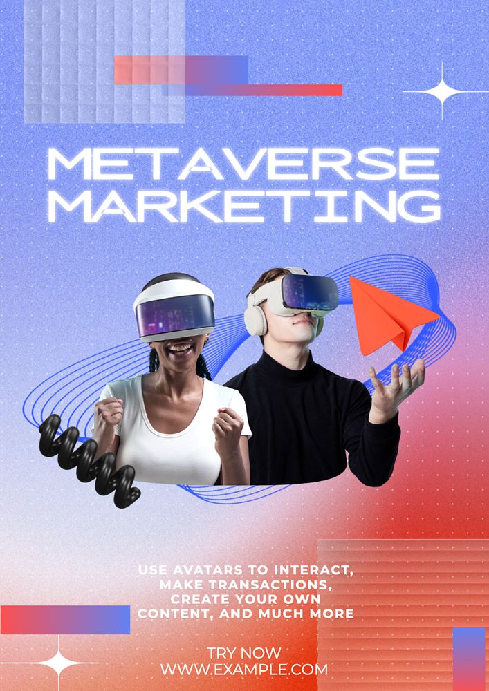 Metaverse marketing  poster template, editable text and design