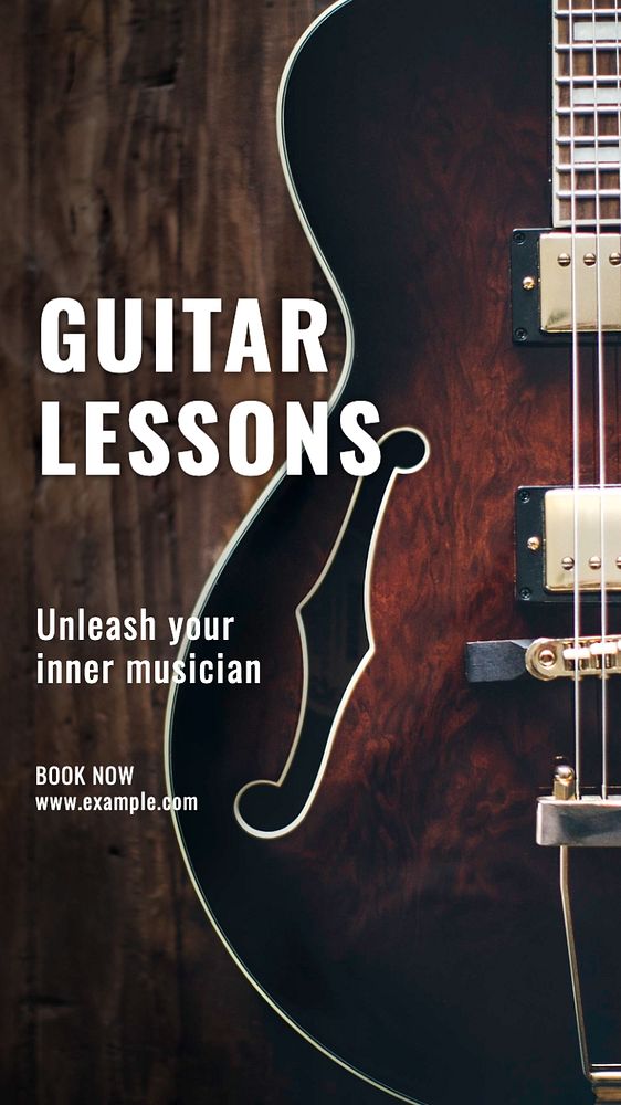 Guitar lessons Instagram story template, editable text