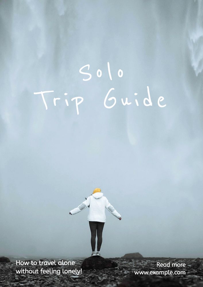 Solo trip  poster template, editable text and design