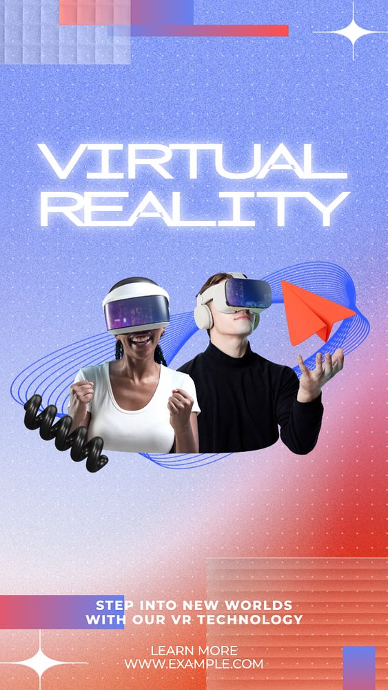 Virtual reality Instagram post template, editable text