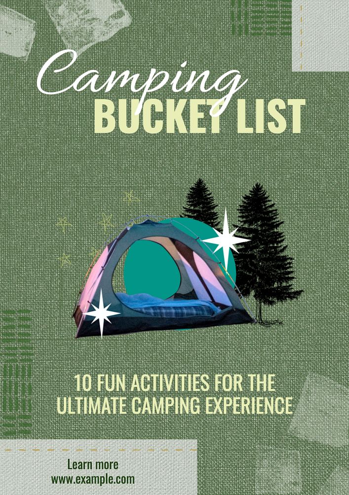 Camping bucket list  poster template, editable text and design