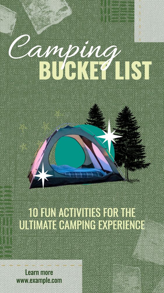 Camping bucket list  Instagram story template, editable text