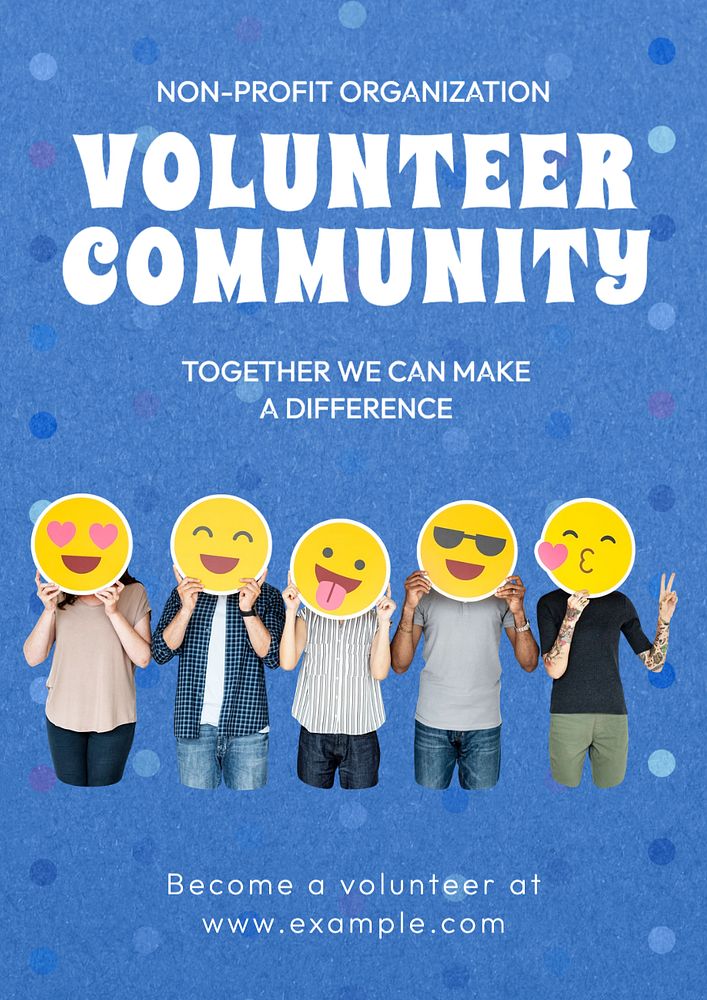 Volunteer community  poster template, editable text and design