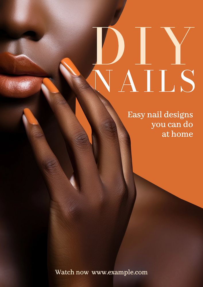 DIY nails poster template, editable text and design