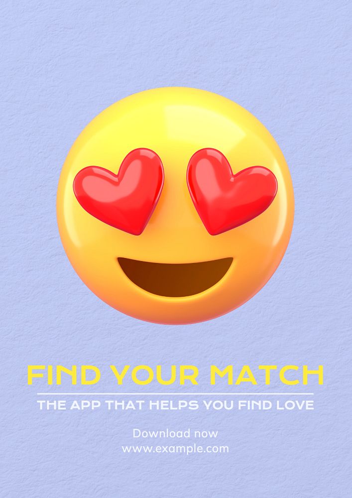 Dating app poster template, editable text and design