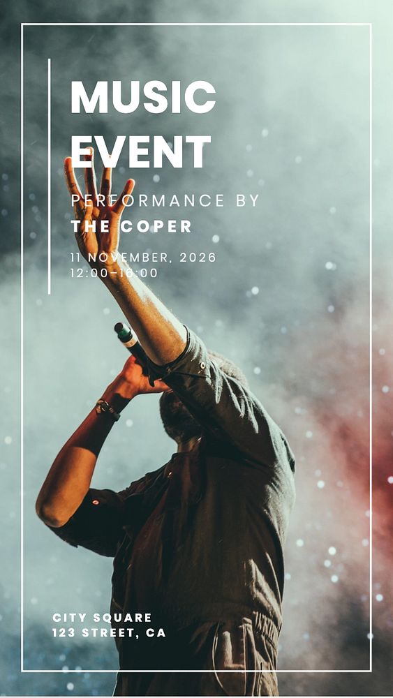 Music event  Instagram story template, editable text