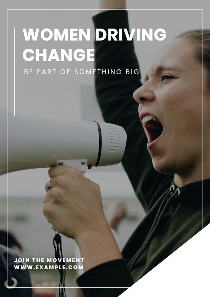 Women driving change  poster template, editable text and design