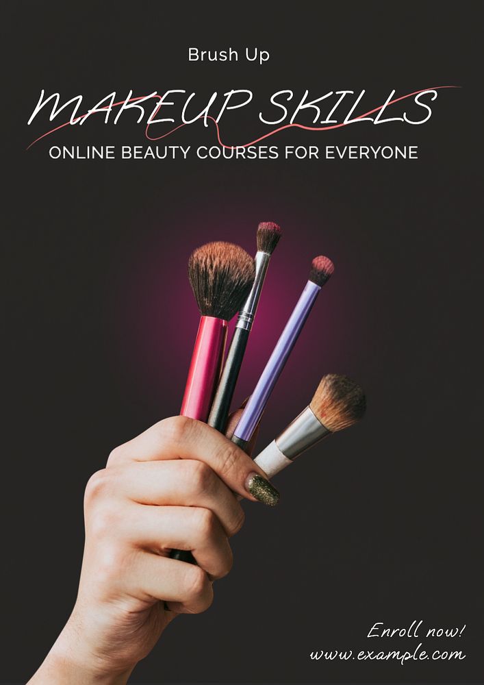 Makeup class poster template, editable text and design