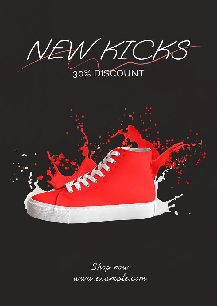 New kicks poster template, editable text and design