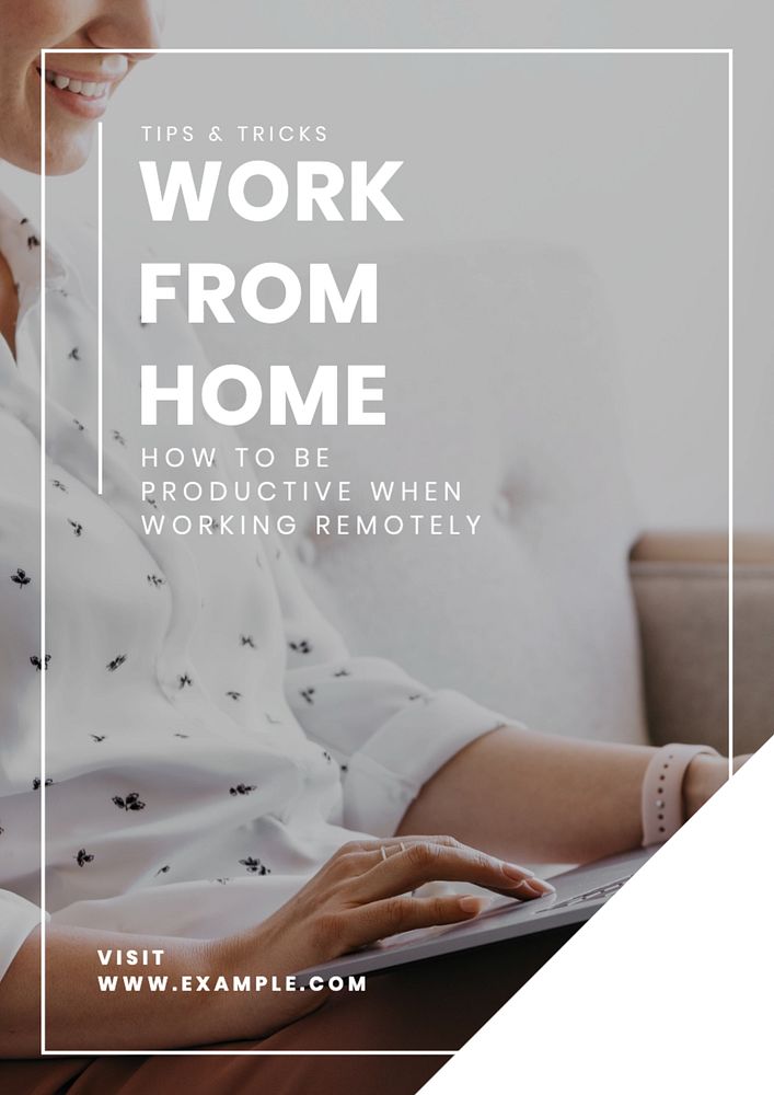 Work from home  poster template, editable text and design