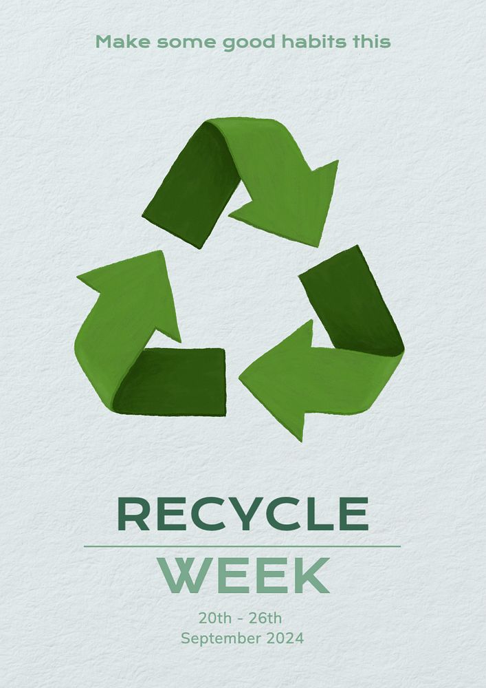 Recycle week poster template, editable text and design