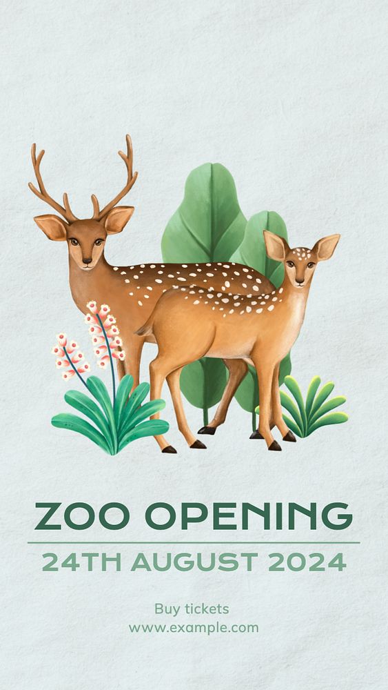 Zoo opening Instagram story template, editable text