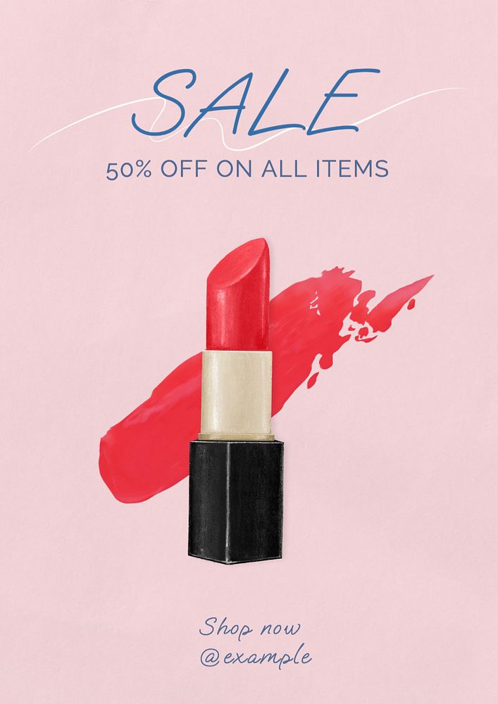 Annual lipstick sale poster template, editable text and design