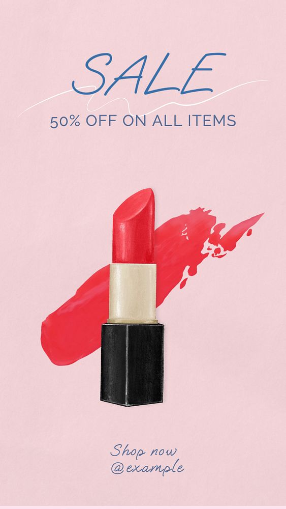 Annual lipstick sale Instagram story template, editable text