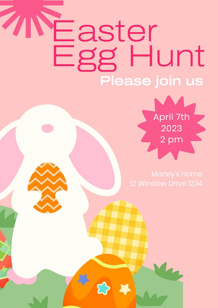 Egg hunt  poster template, editable text and design