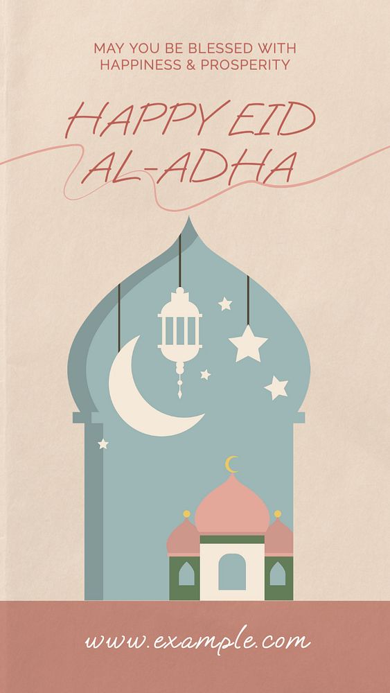 Happy Eid al-Adha Instagram story template, editable text