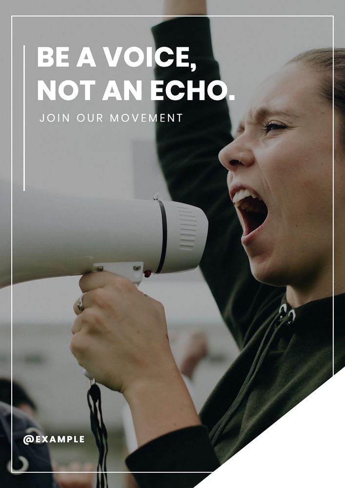 Be a voice not an echo  poster template, editable text and design