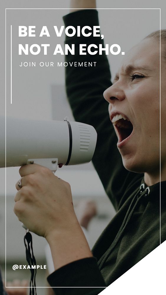 Be a voice not an echo  Instagram story template, editable text