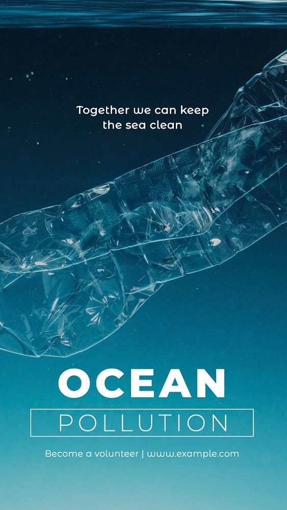 Ocean pollution  Instagram story template, editable text