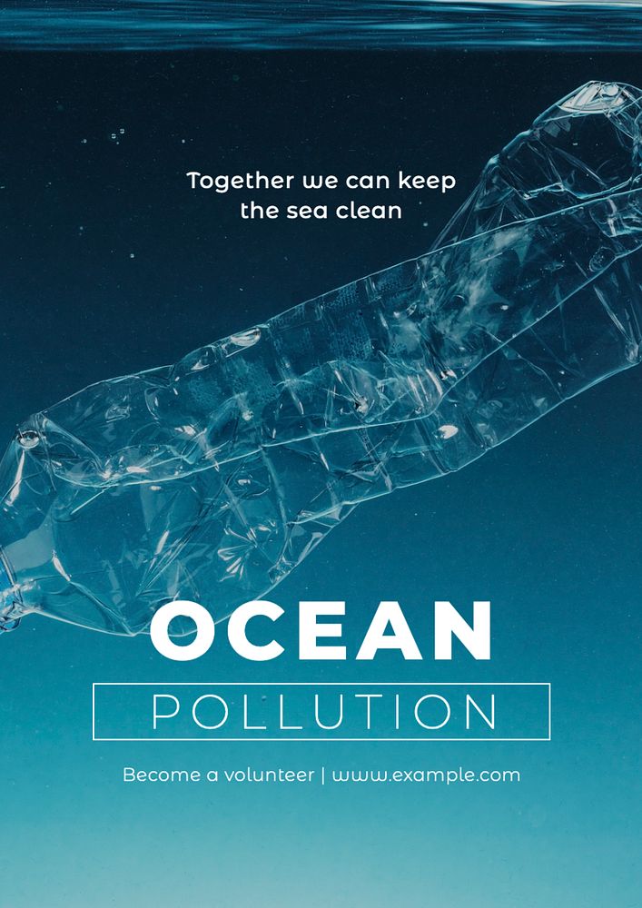 Ocean pollution  poster template, editable text and design