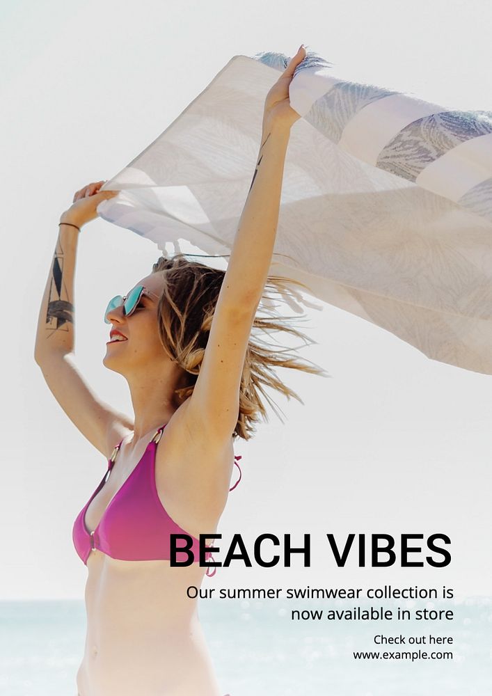 Beach vibes  poster template, editable text and design