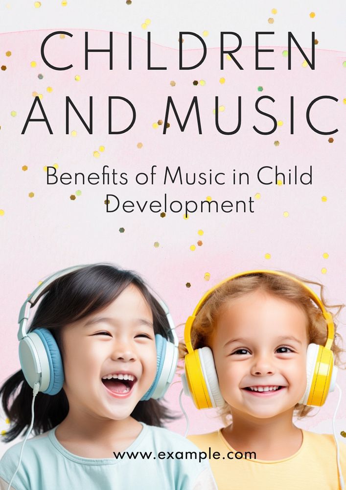 Children and music poster template, editable text and design