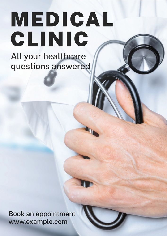 Medical clinic poster template, editable text and design