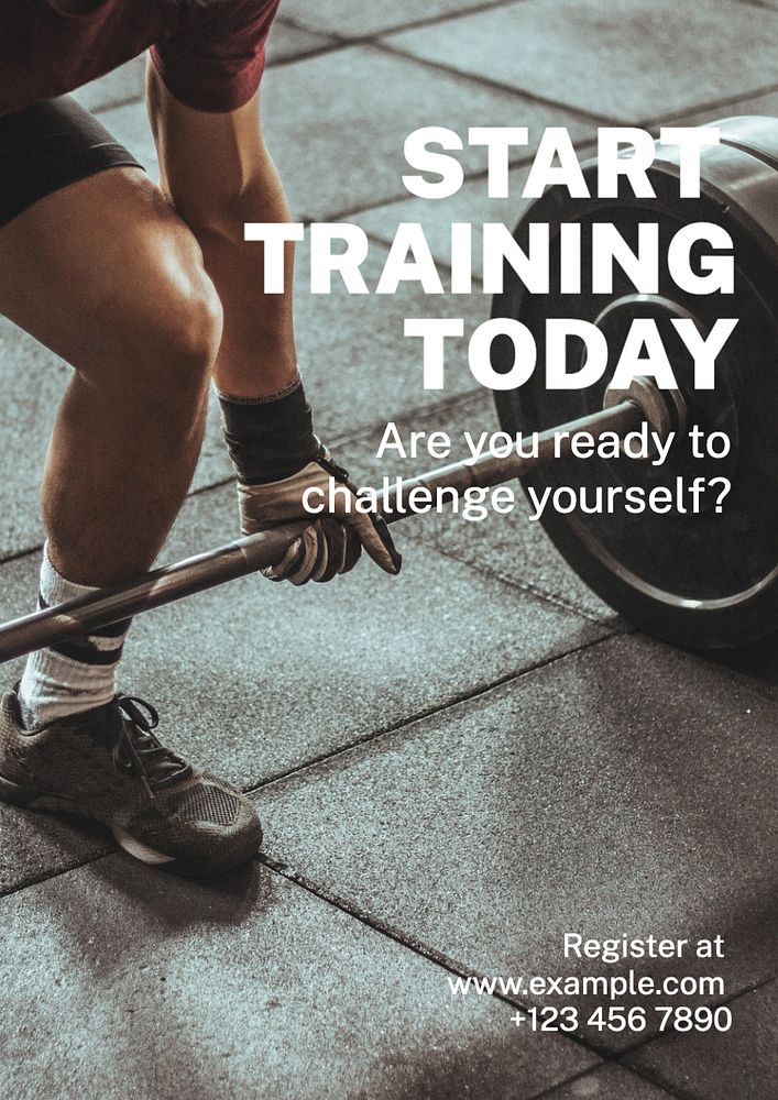 Training & fitness poster template, editable text and design