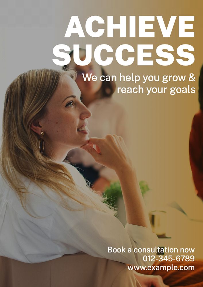 Achieve success poster template, editable text and design