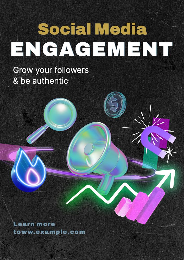 Social media engagement poster template, editable text and design