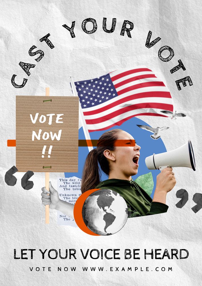 Vote poster template, editable text and design