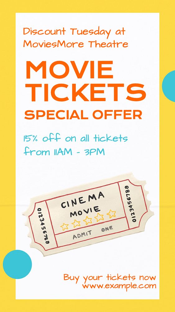 Movies special offer Instagram story template, editable text