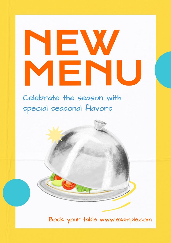 New menu poster template, editable text and design