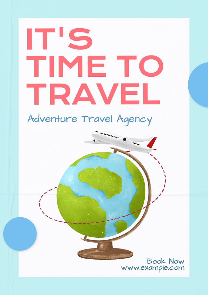 Travel agency poster template, editable text and design