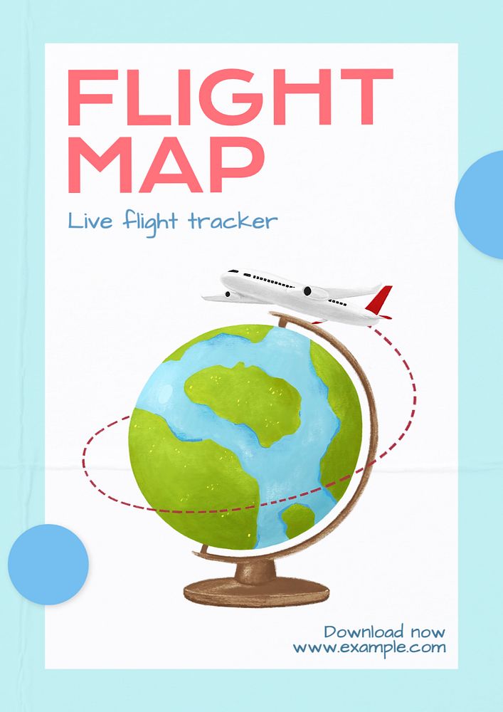 Flight map poster template, editable text and design