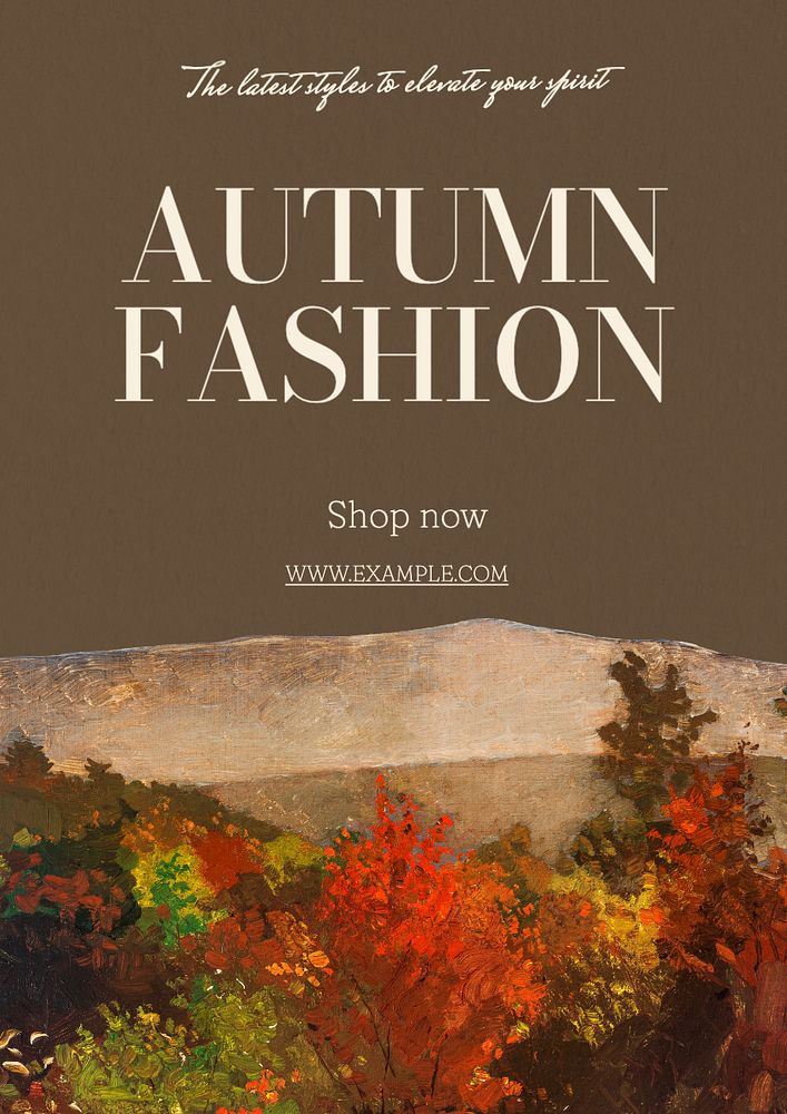 Autumn fashion poster template, editable text and design