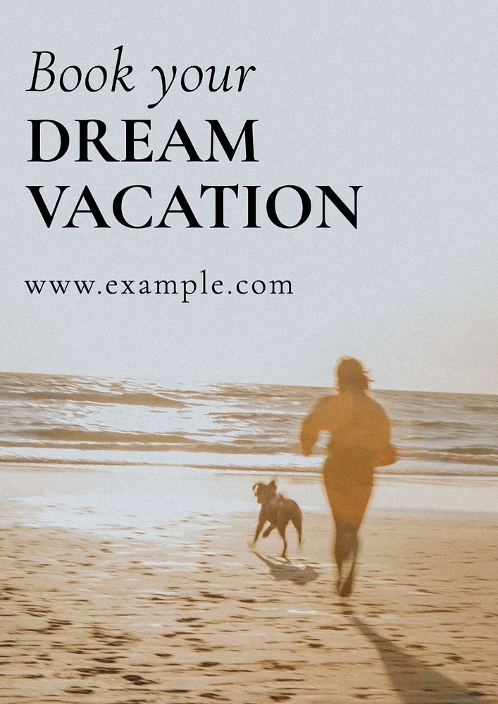 Dream vacation poster template, editable text and design