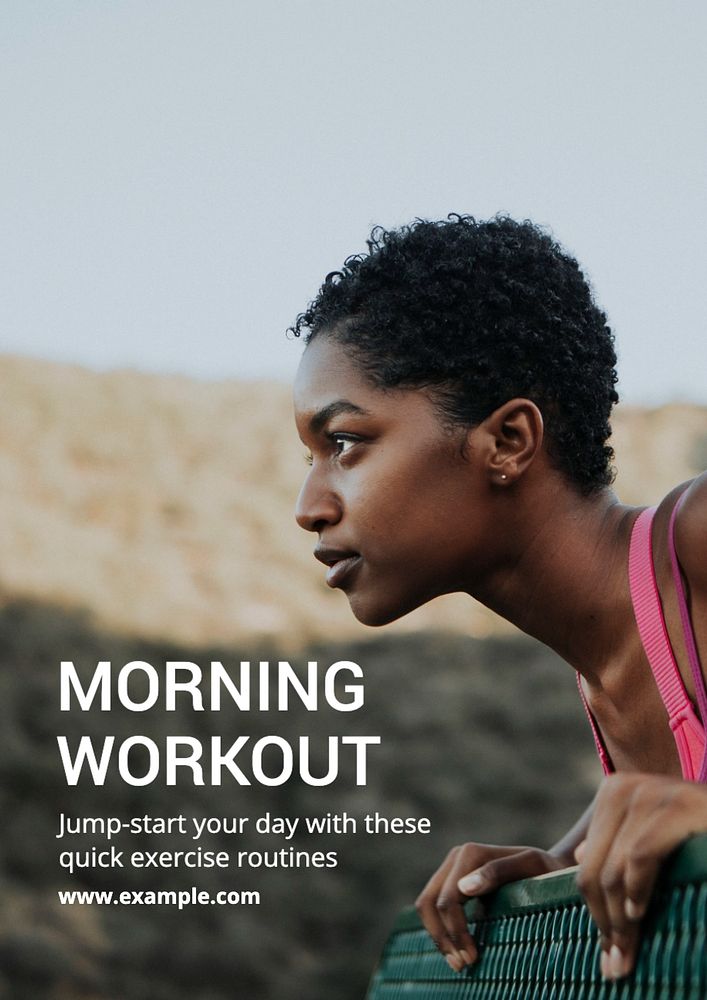 Morning workout routine  poster template, editable text and design