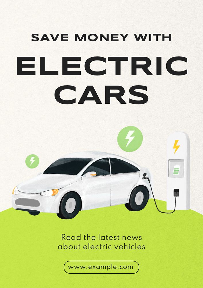 Electric cars, EV  poster template, editable text and design